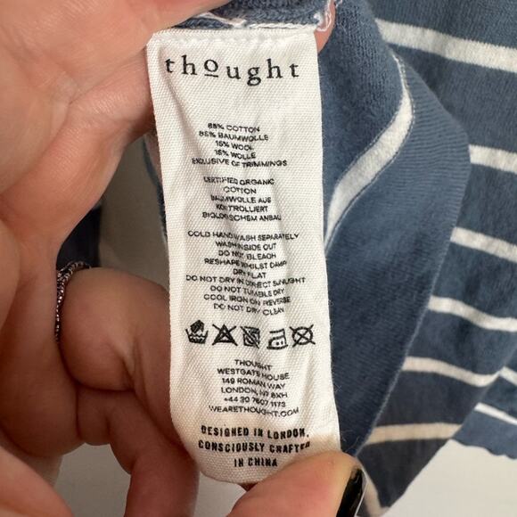 Thought Blue & White Striped Sweater Women’s Large - Picture 6 of 6